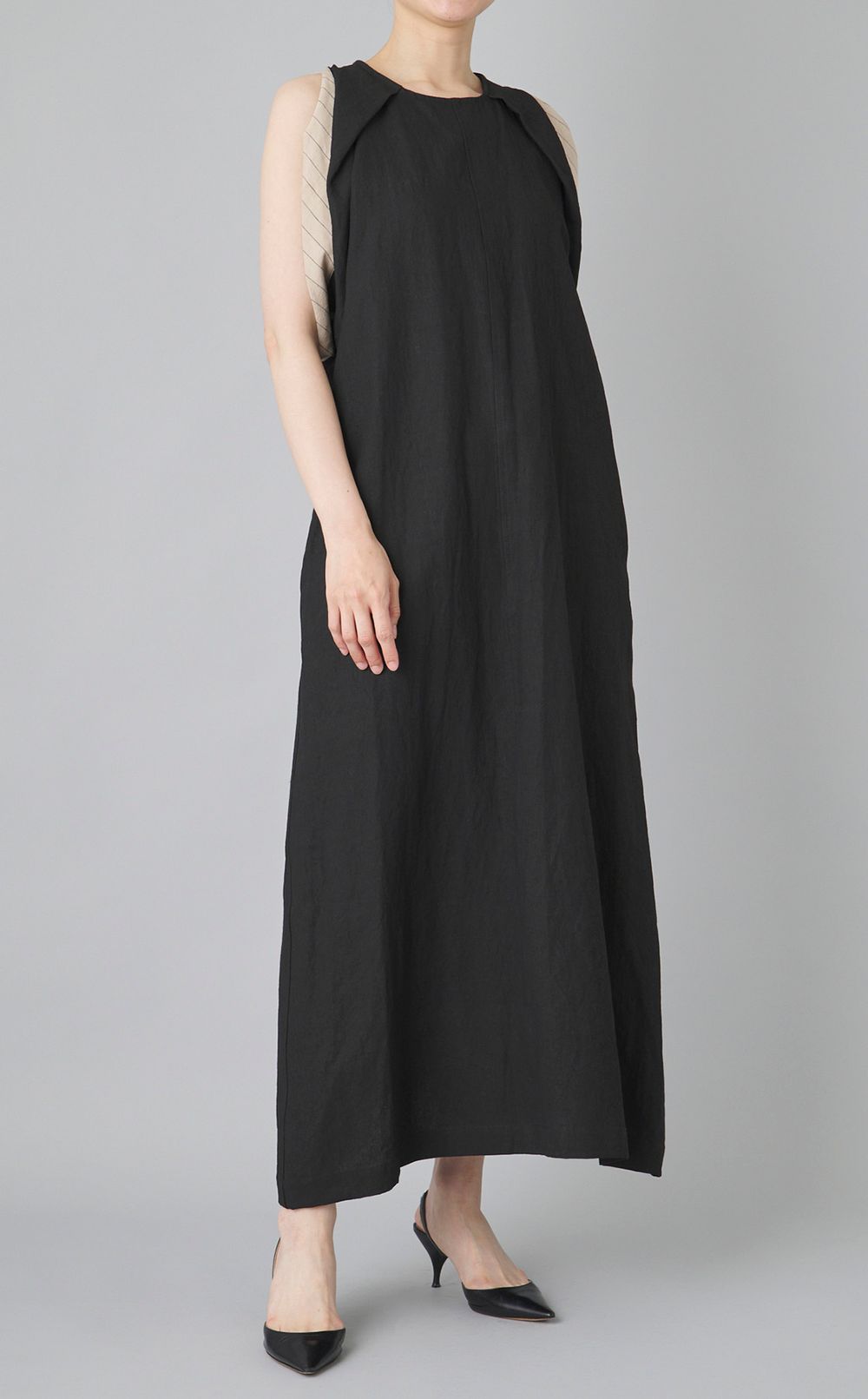 ダブルウェイジップリネンワンピース