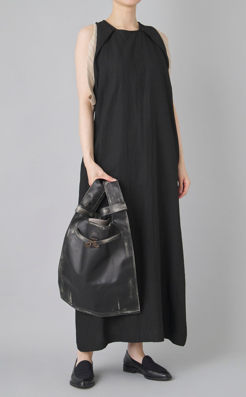 ダブルウェイジップリネンワンピース