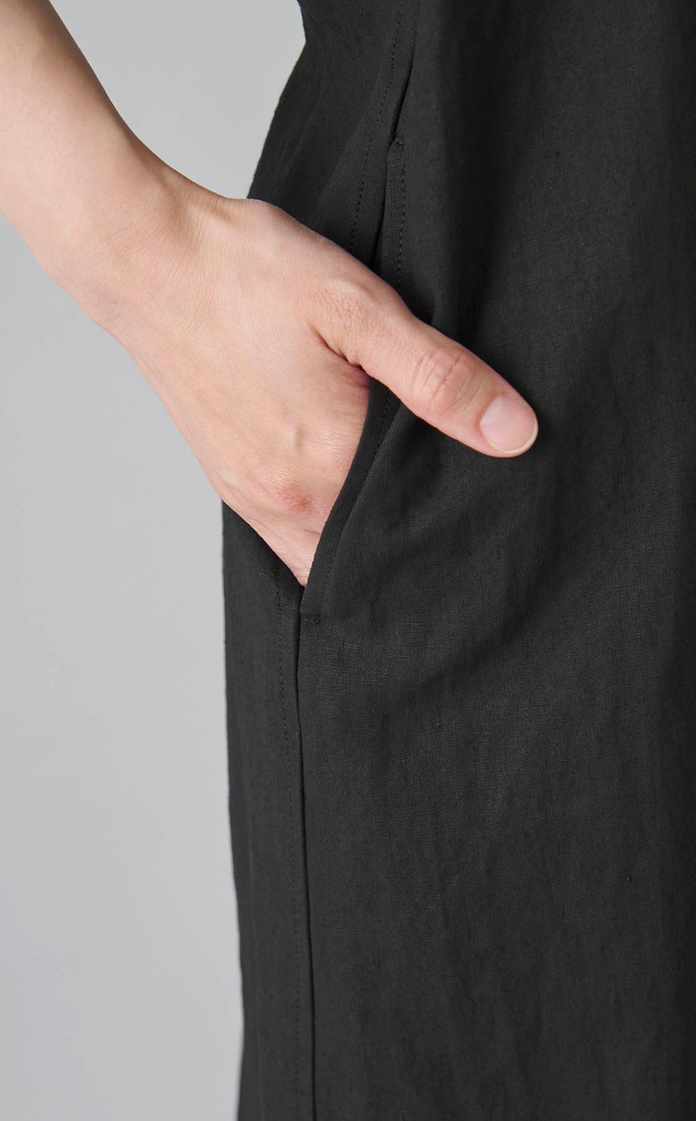 ダブルウェイジップリネンワンピース