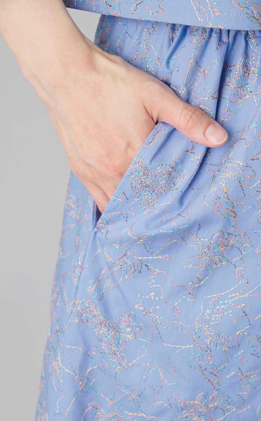 コットンプリントハーフスリーブワンピース