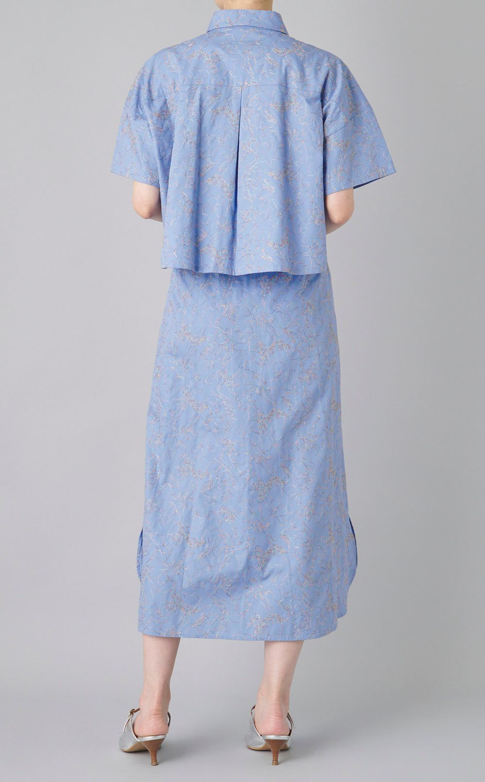 コットンプリントハーフスリーブワンピース