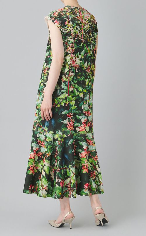 プリントノースリーブ切替ワンピース