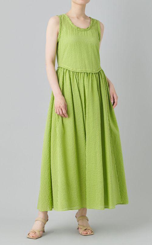 シアーギンガムノースリーブワンピース