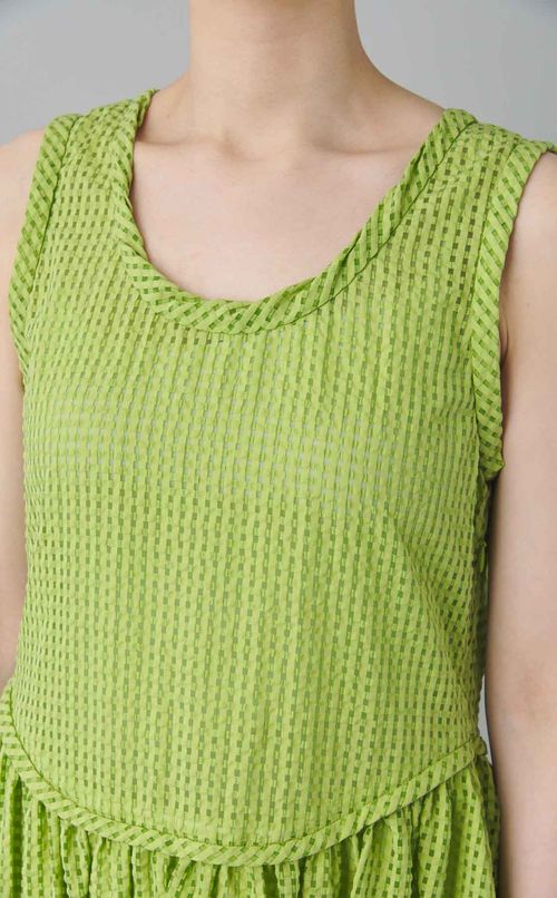 シアーギンガムノースリーブワンピース