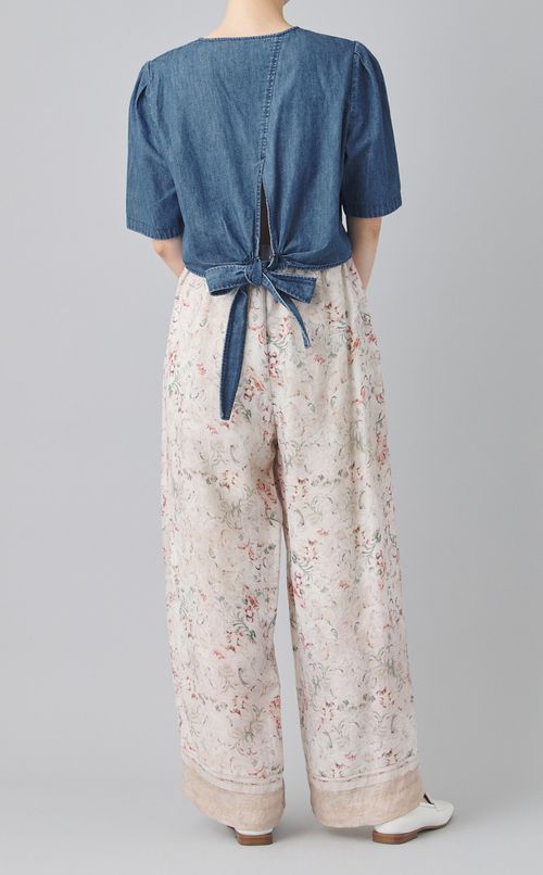 ライトデニムパフスリーブブラウス