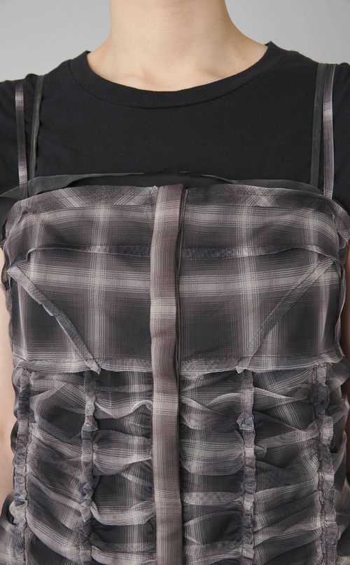 シースルーレイヤーチェックワンピース