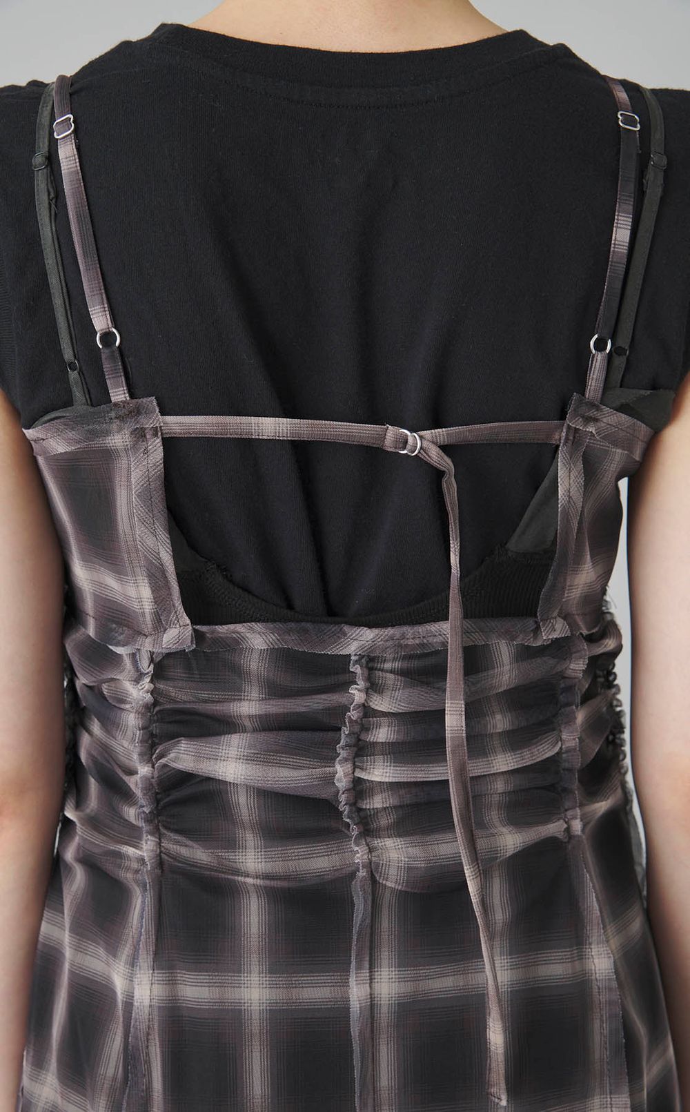 シースルーレイヤーチェックワンピース