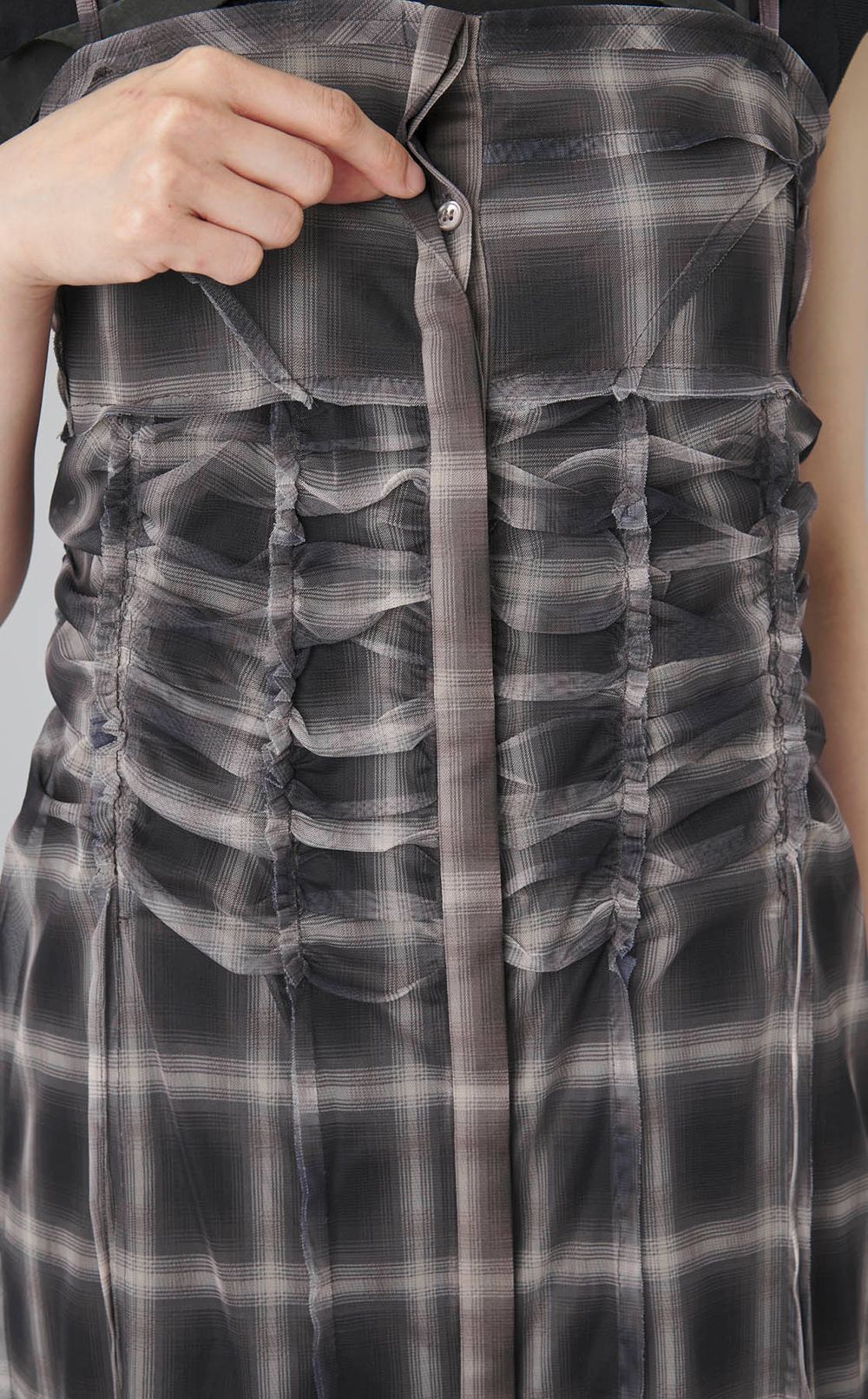 シースルーレイヤーチェックワンピース