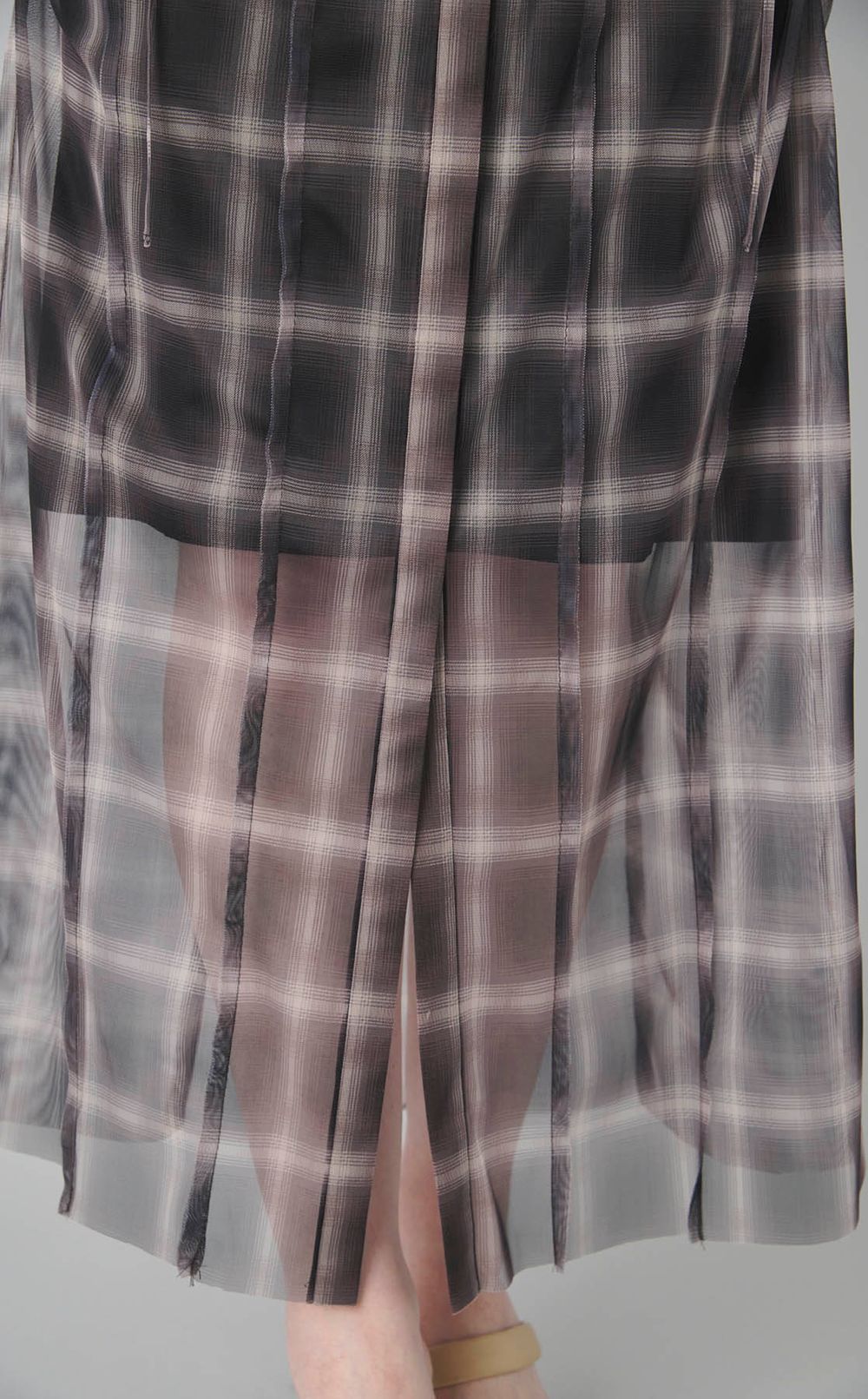 シースルーレイヤーチェックワンピース