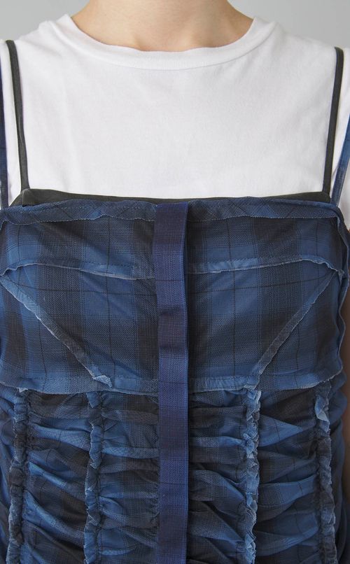 シースルーレイヤーチェックワンピース