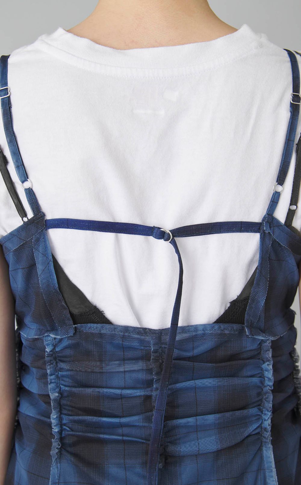 シースルーレイヤーチェックワンピース