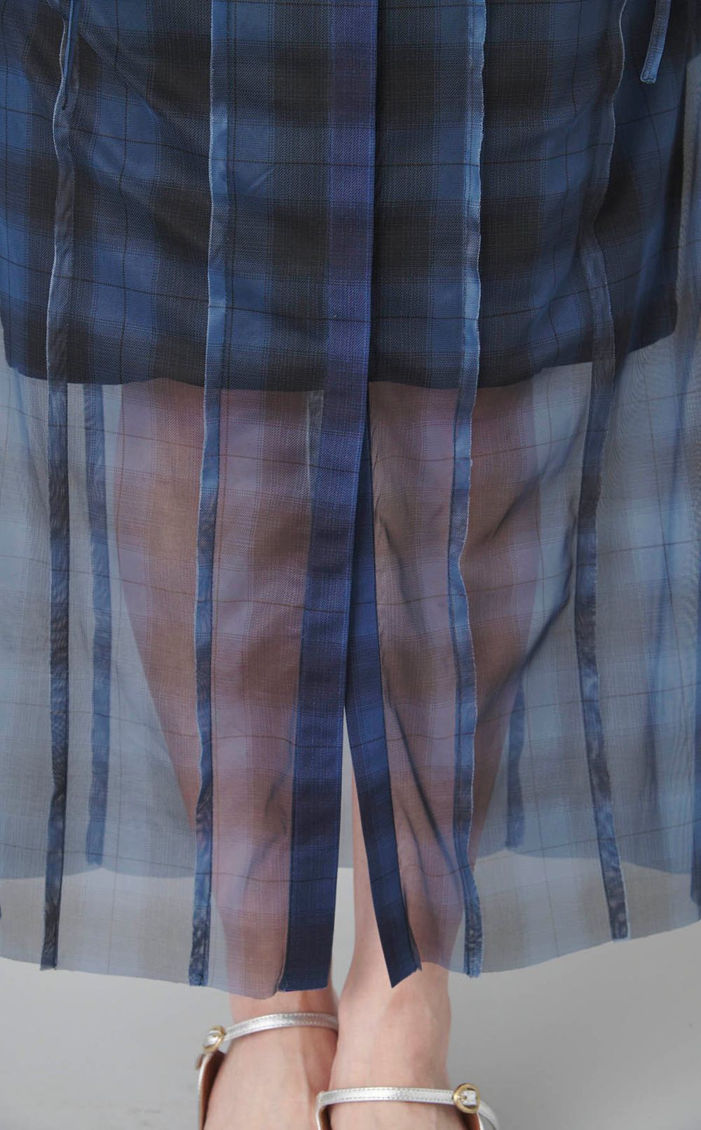 シースルーレイヤーチェックワンピース