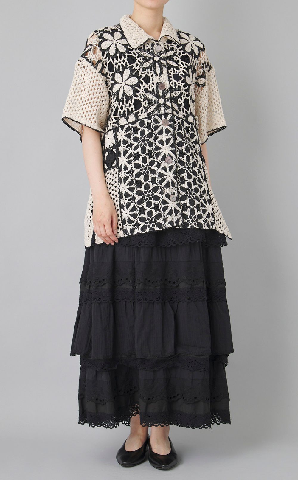 ミックスレースオーバーシャツ