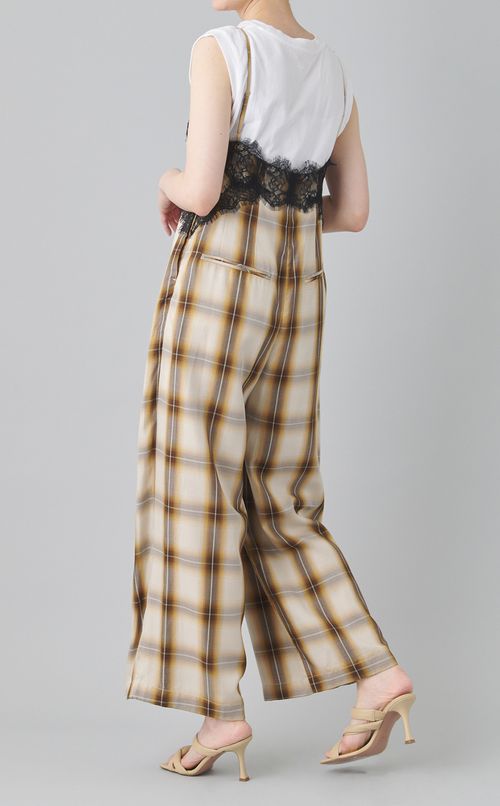 チェックレースオールインワン