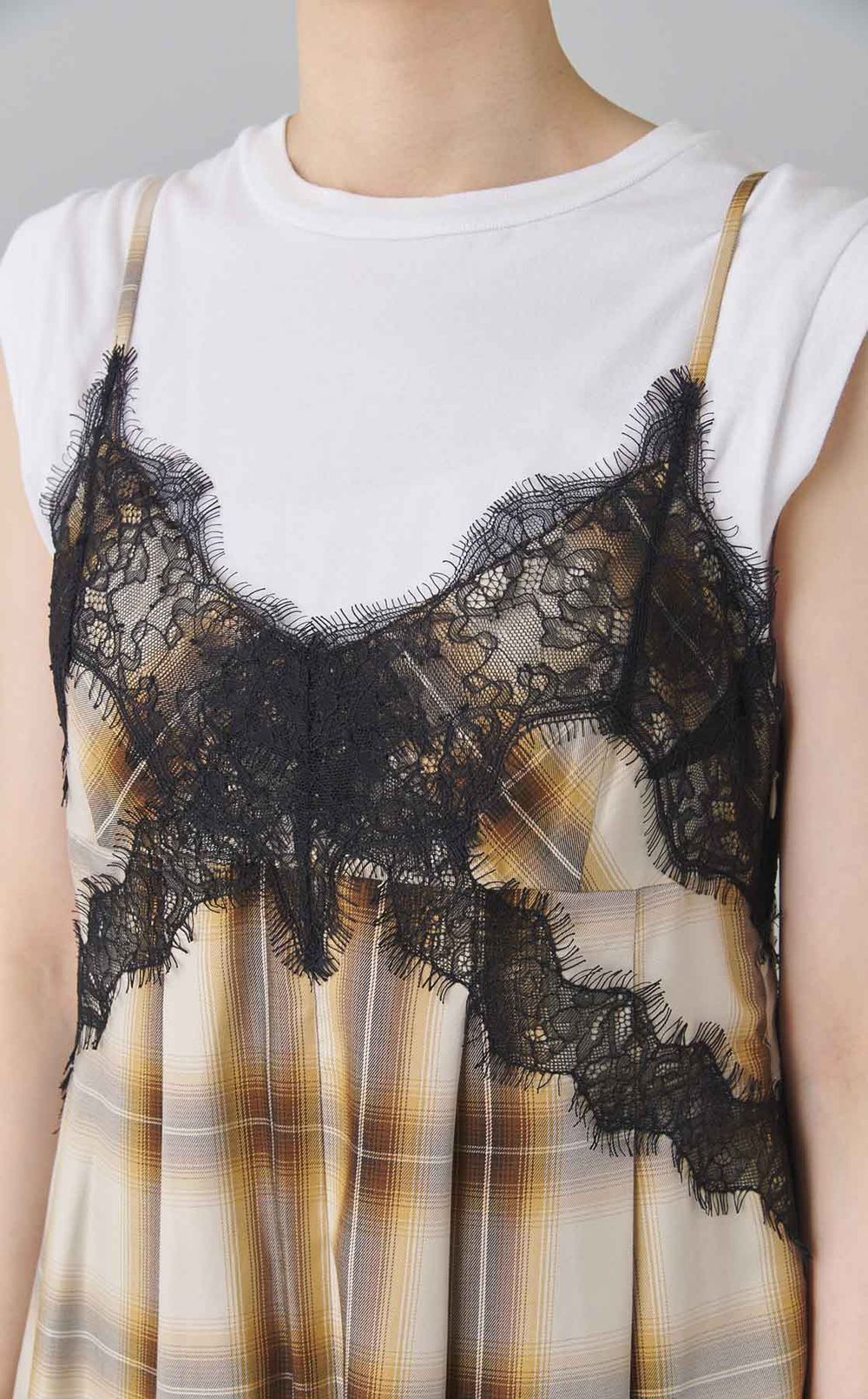 チェックレースオールインワン