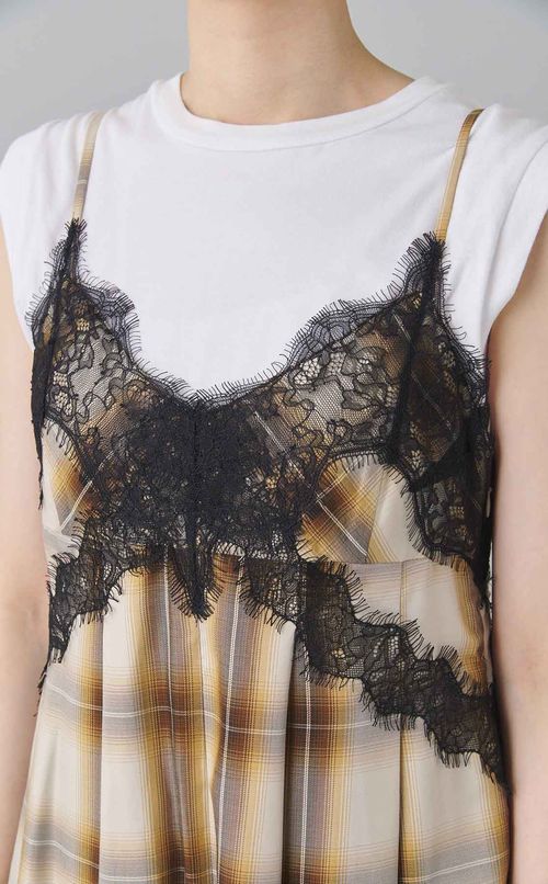 チェックレースオールインワン