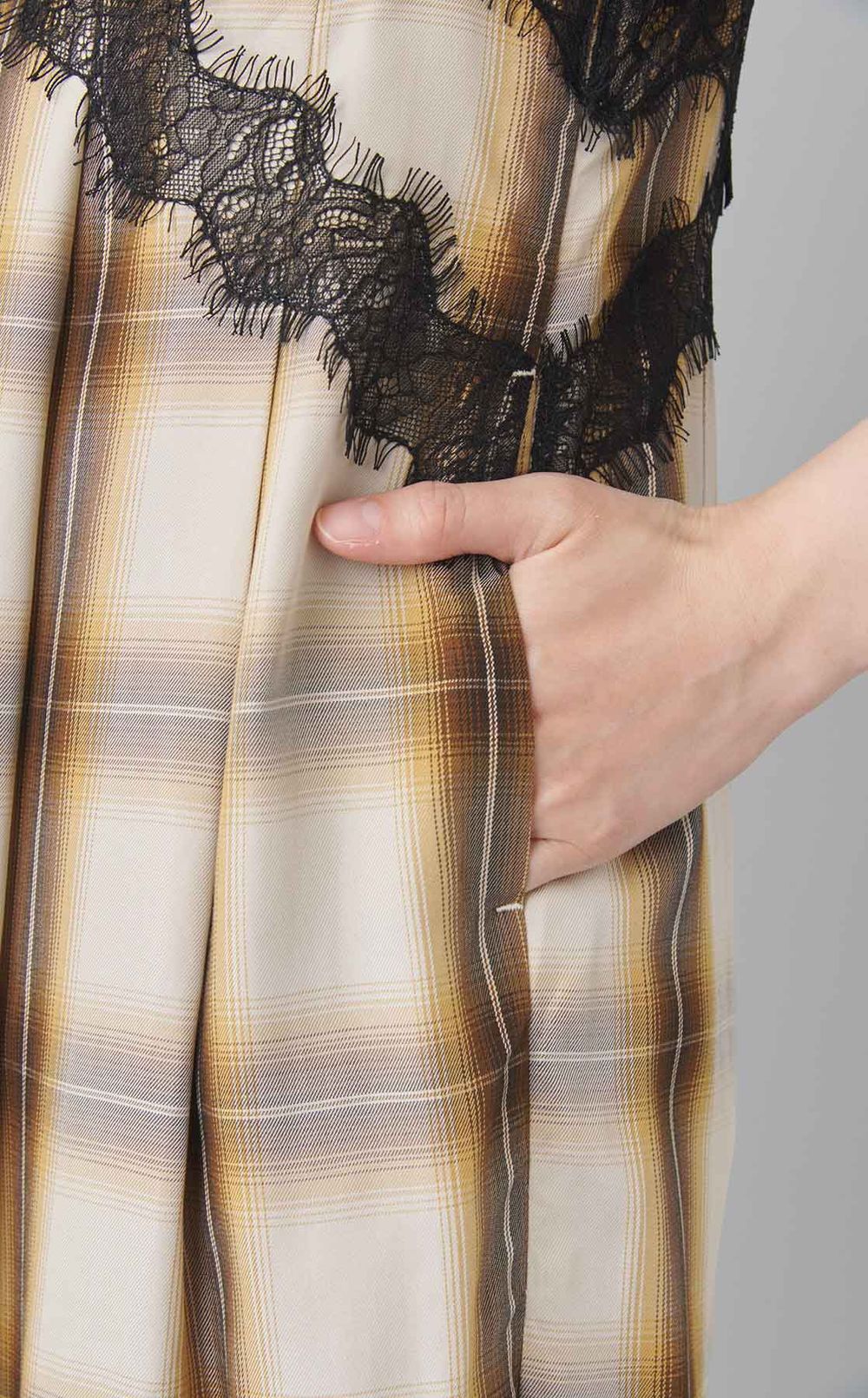 チェックレースオールインワン