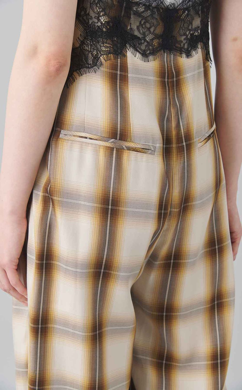 チェックレースオールインワン