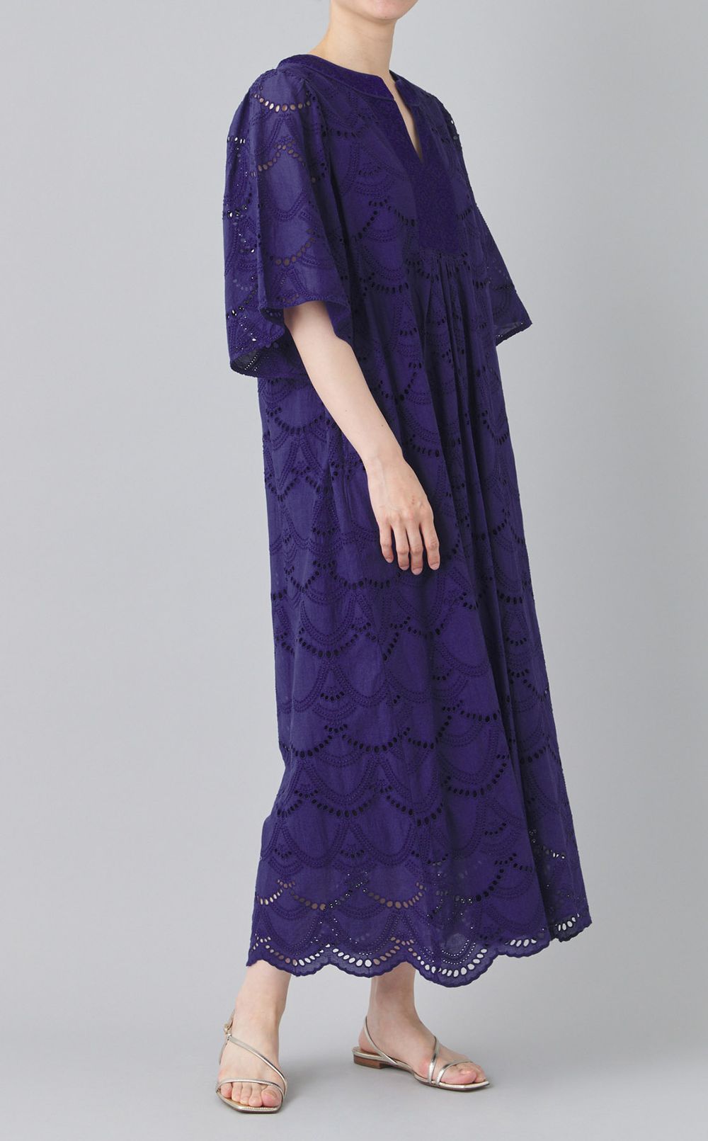 コットンボイルドットレースワンピース