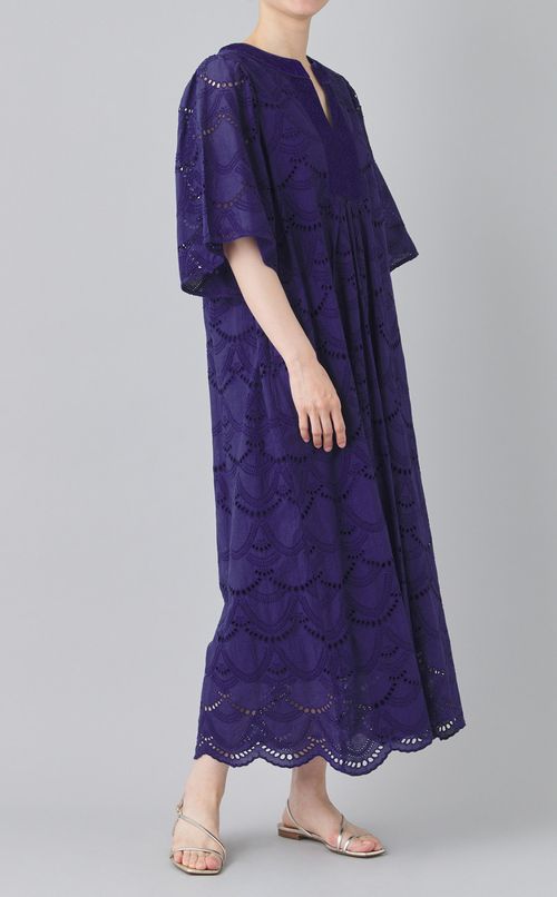 コットンボイルドットレースワンピース