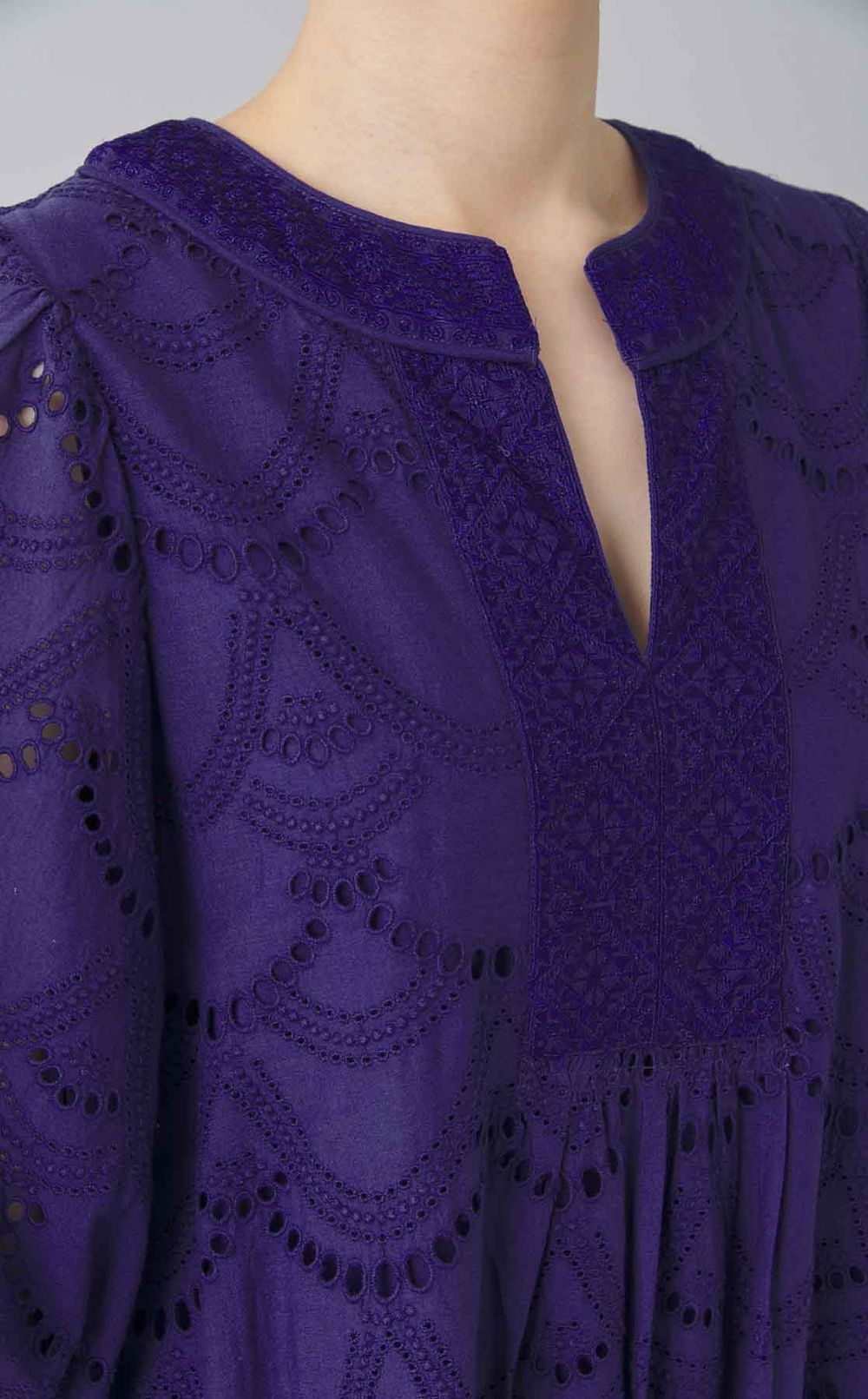 コットンボイルドットレースワンピース