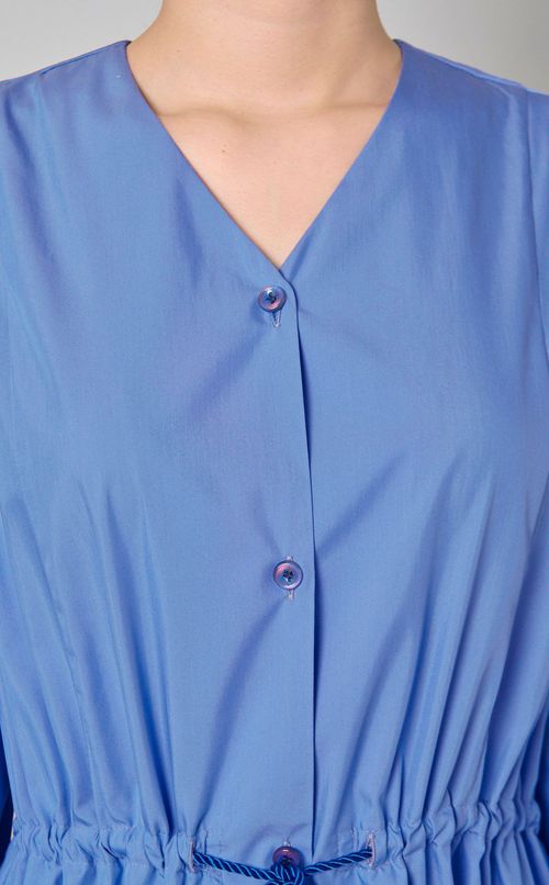 ギャザースリーブシャツワンピース