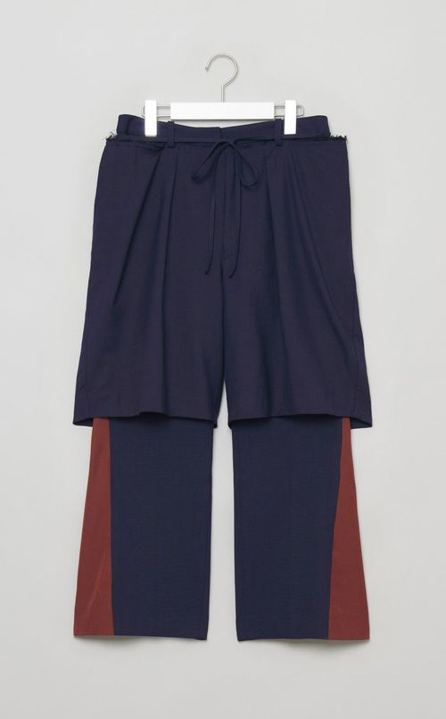 【roop】LAYERD BICOLOR FLARE PANTS