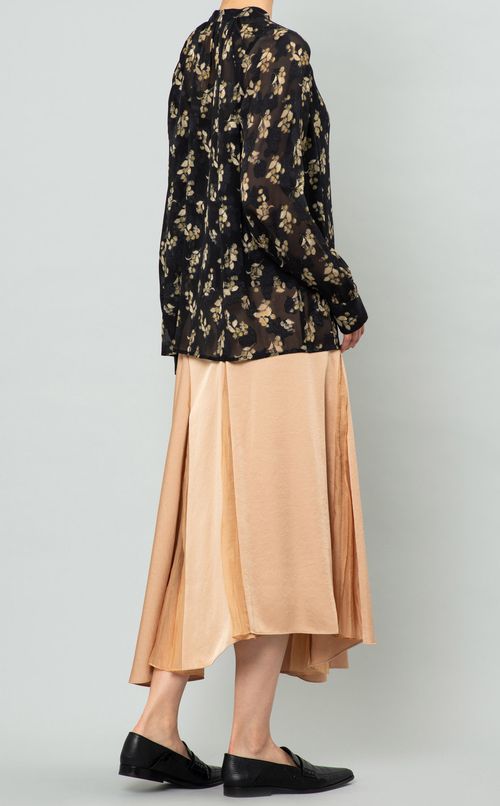 フラワープリントボウタイブラウス