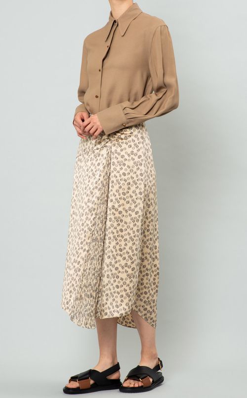 アシンメトリーフラワープリントスカート