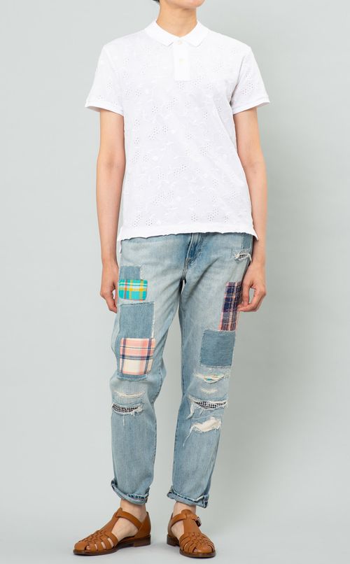 フラワーエンブロイダリーポロシャツ