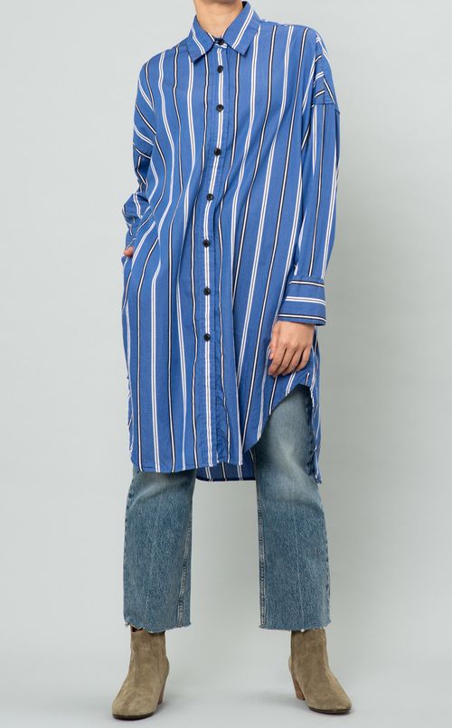 ストライプシャツミニワンピース