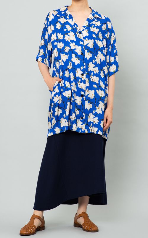 フラワープリントオープンカラーシャツ