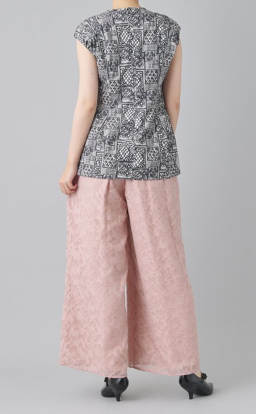 パッチワークプリントブラウス