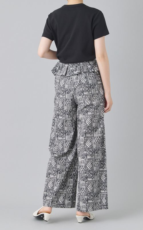 パッチワークレースプリントフリルパンツ