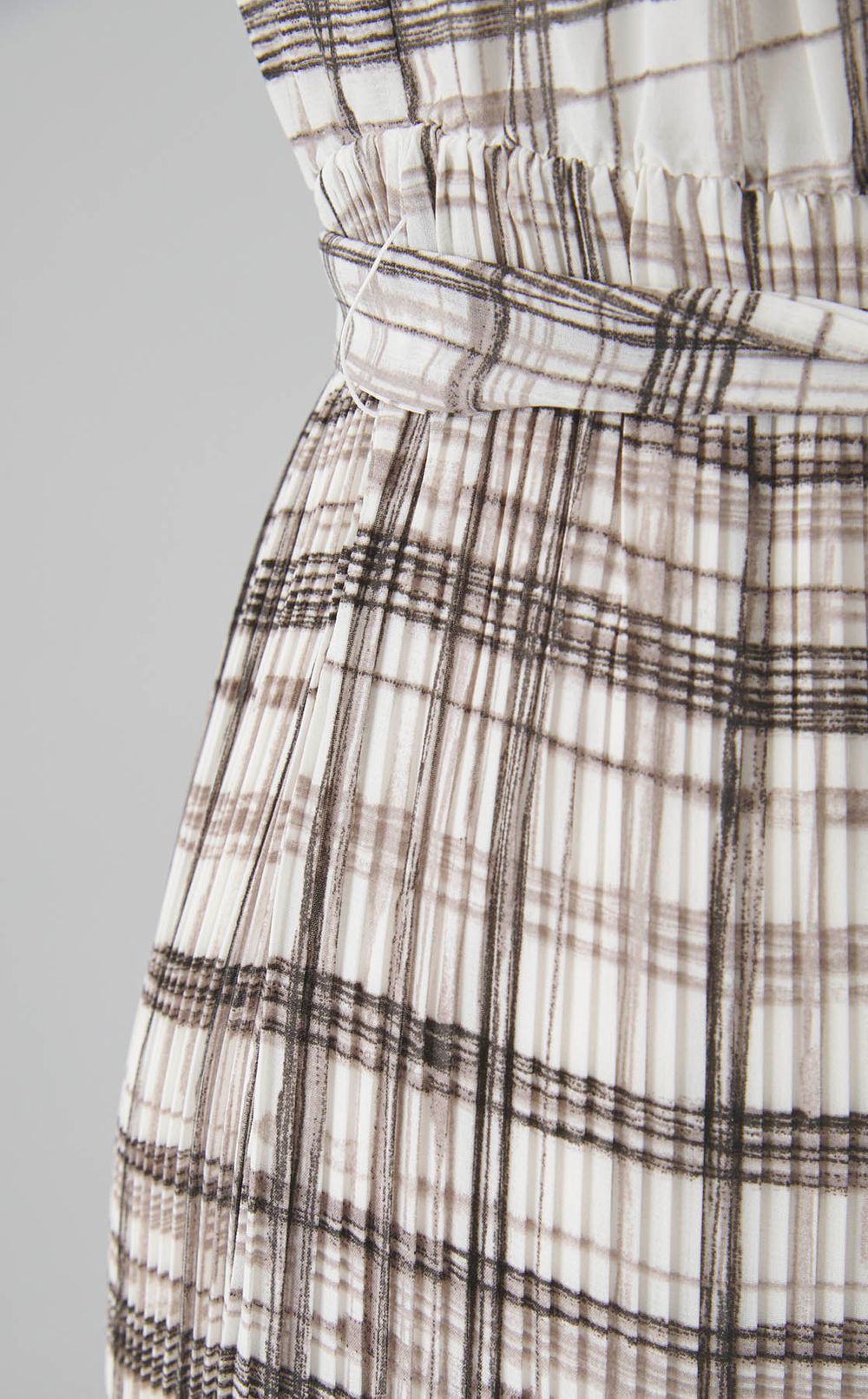 チェックプリントプリーツワンピース