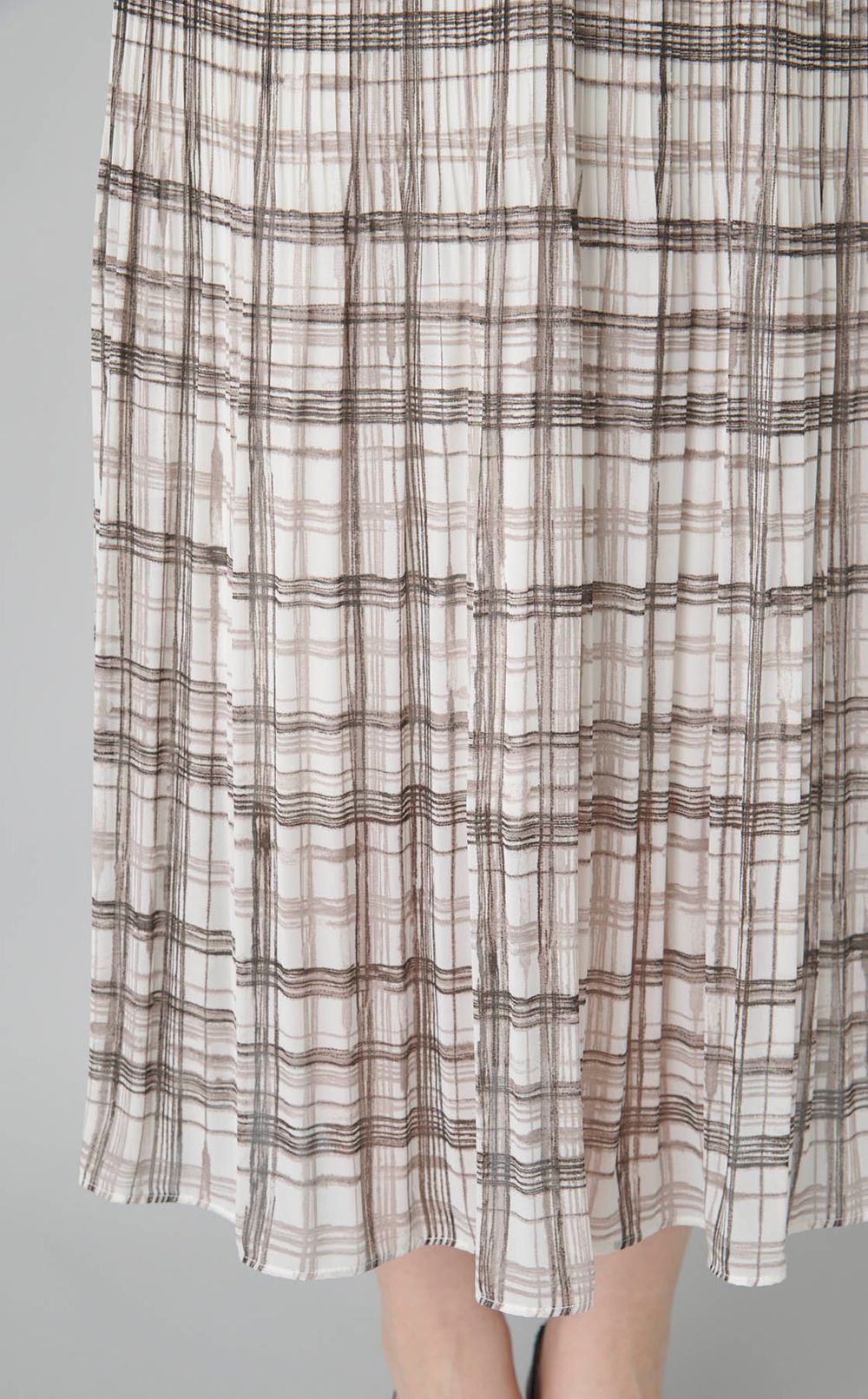 チェックプリントプリーツワンピース