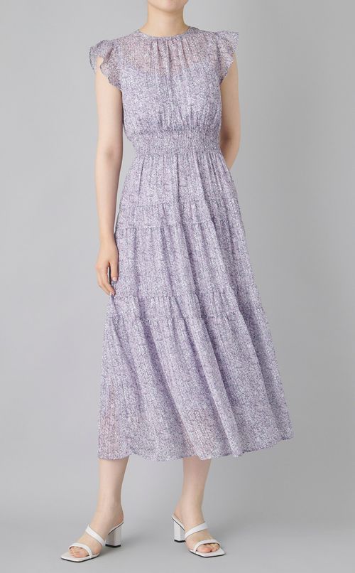 シフォンサテンストライプワンピース