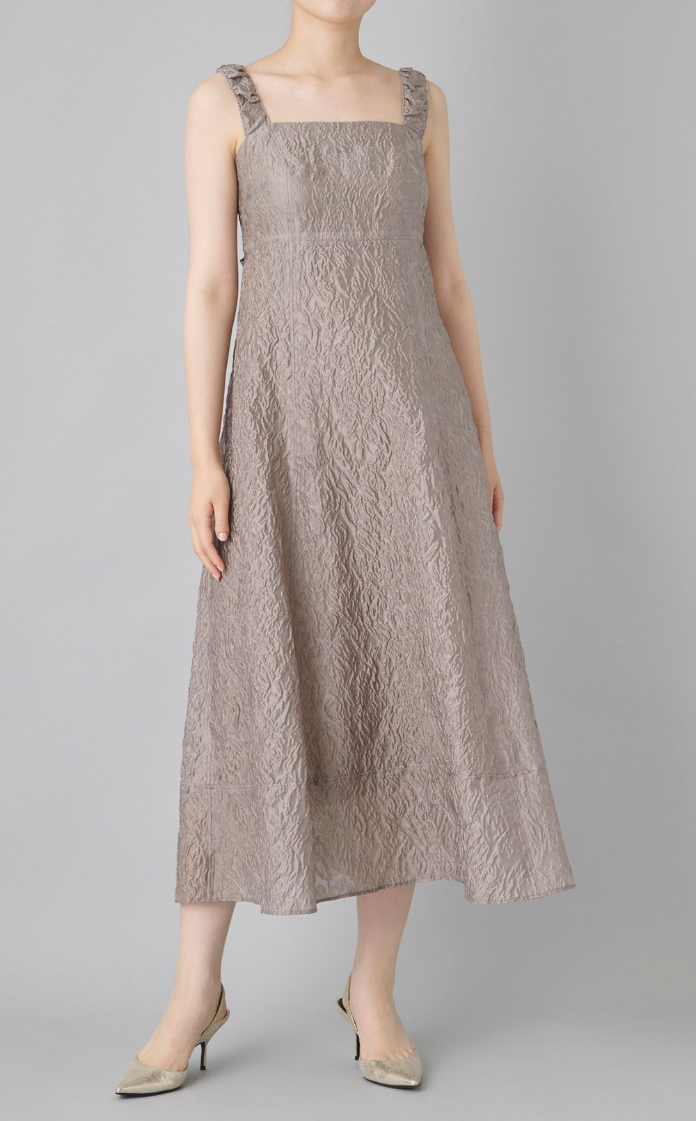 ワイドストラップフレアワンピース