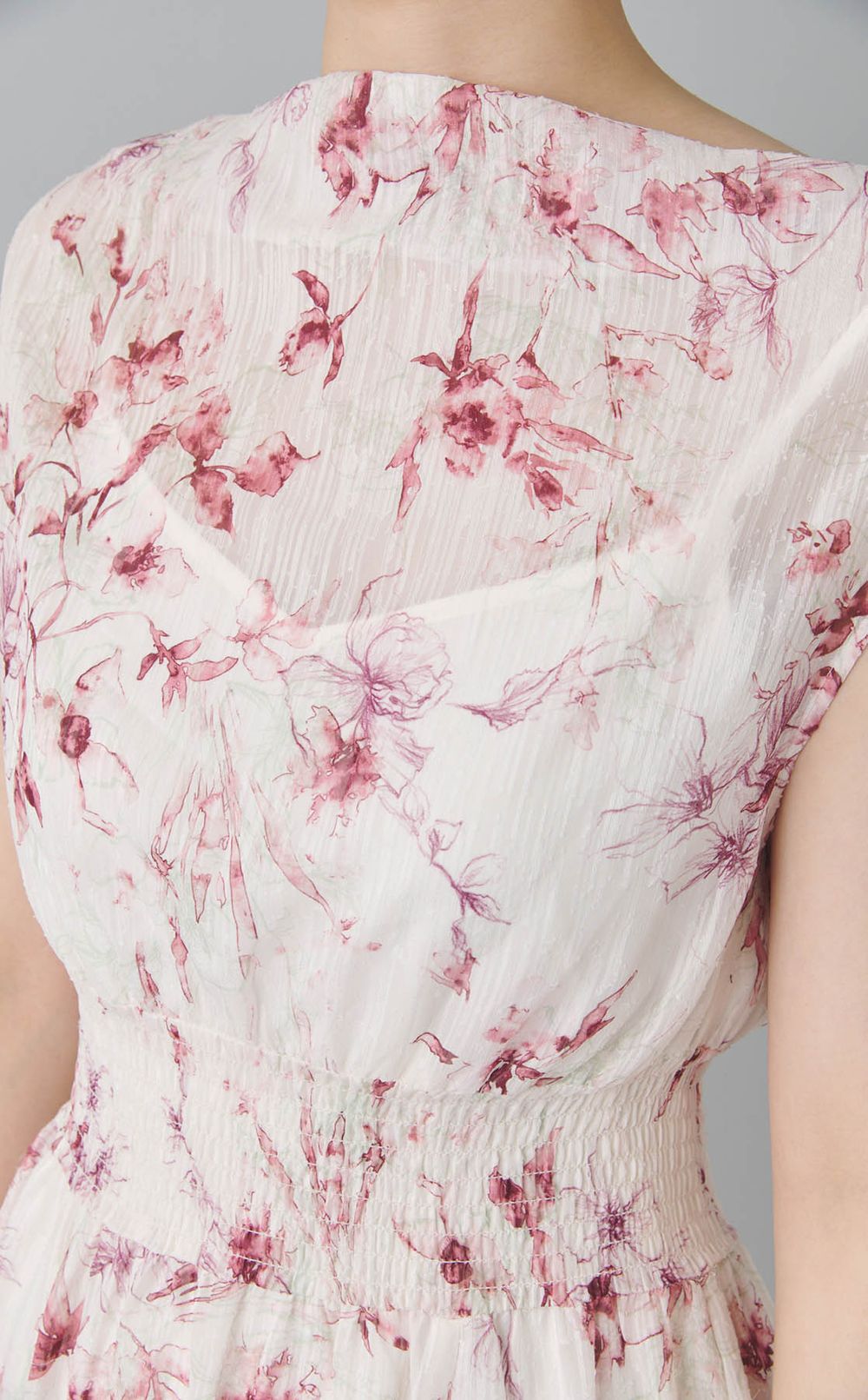 シャーリングプリントワンピース