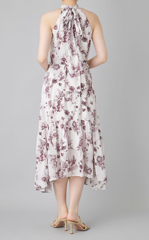 ホルターネックフラワーワンピース