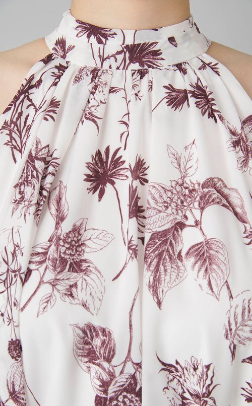 ホルターネックフラワーワンピース