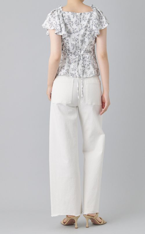 フラワープリントギャザーブラウス