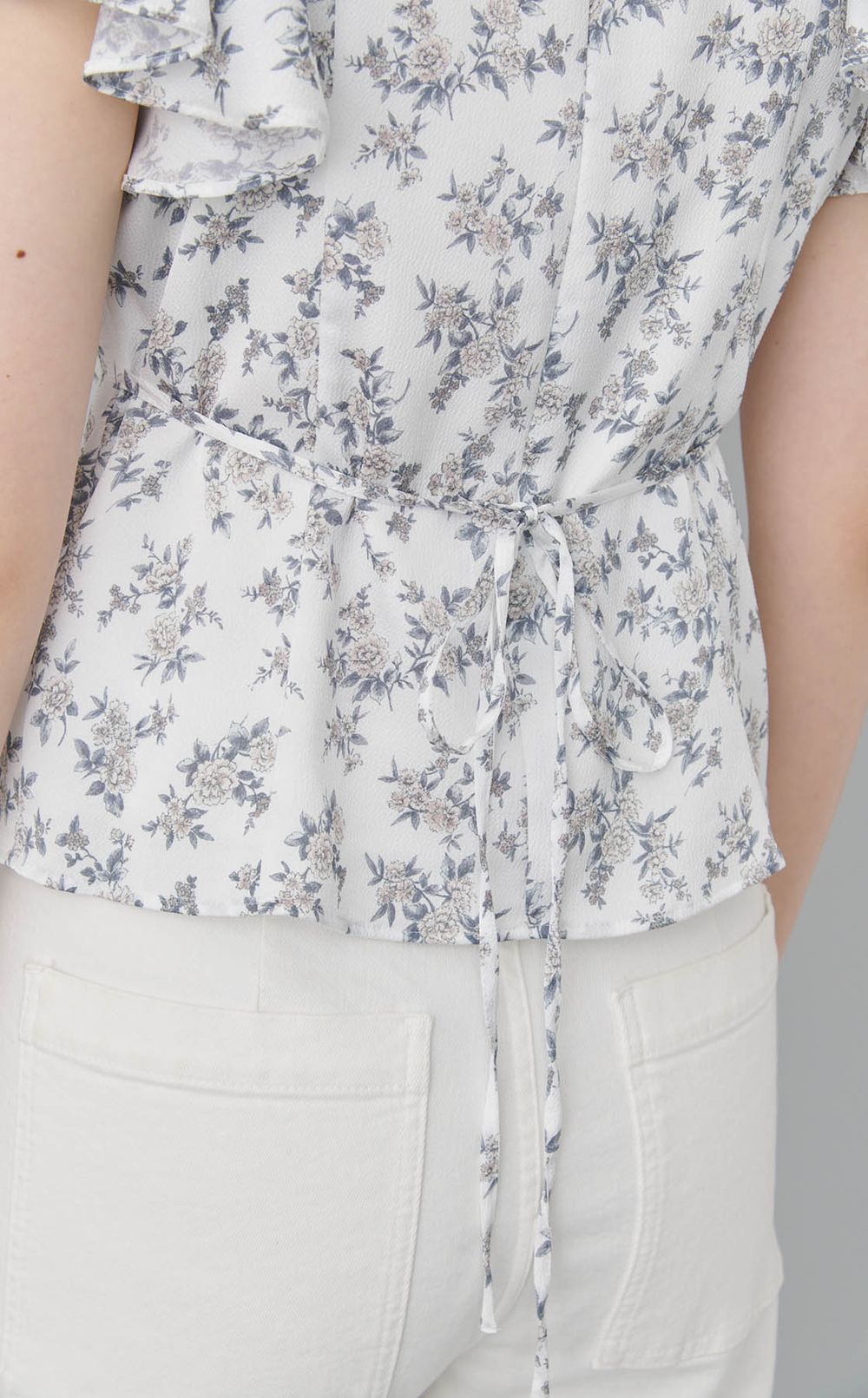 フラワープリントギャザーブラウス