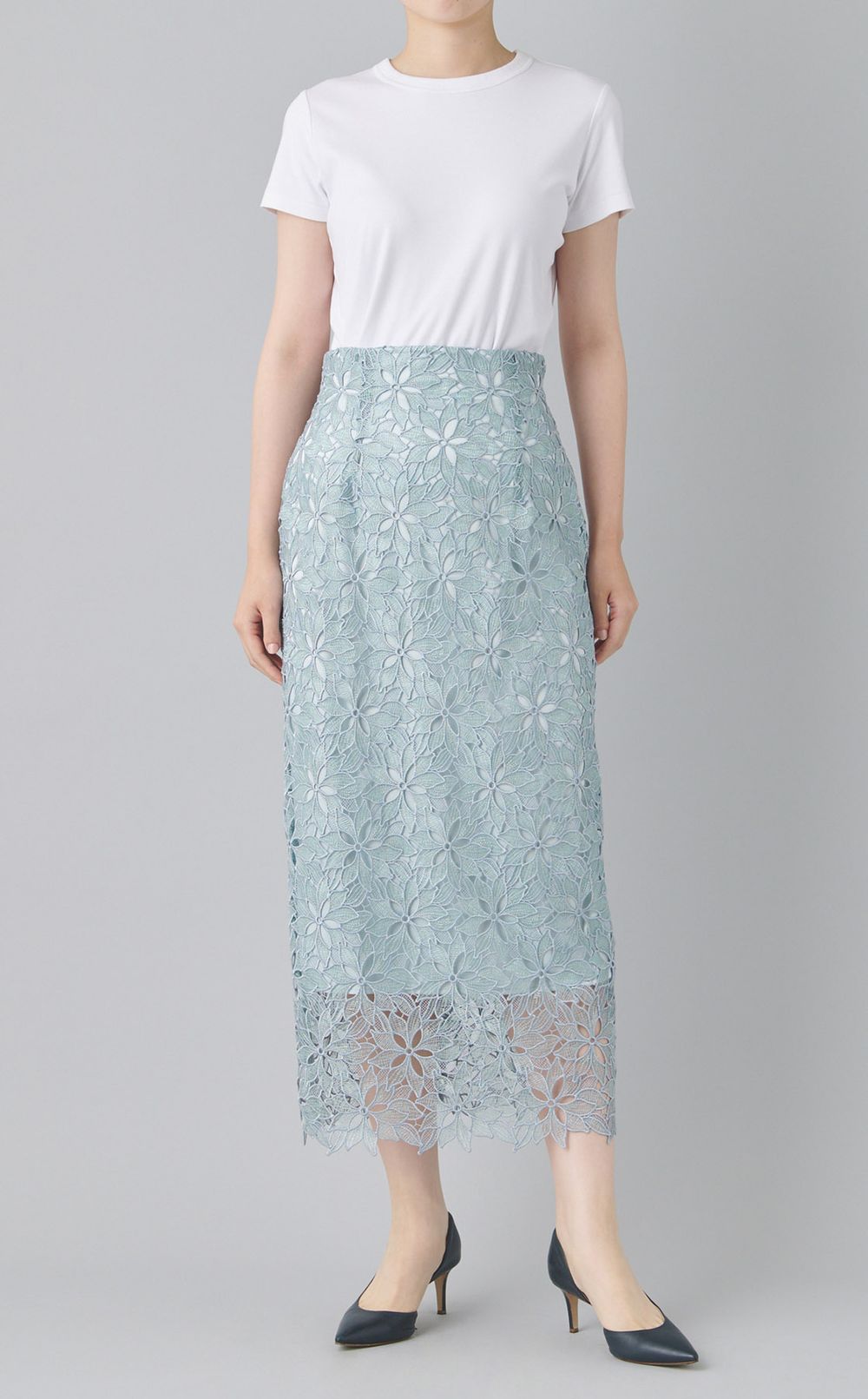 ラメレース Iラインスカート