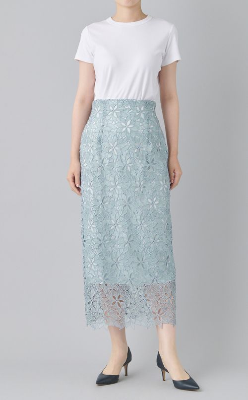 ラメレース Iラインスカート