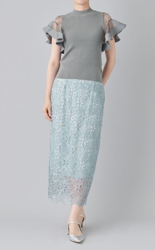 ラメレース Iラインスカート