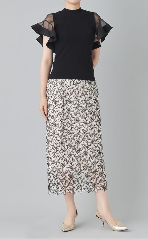 ラメレース Iラインスカート