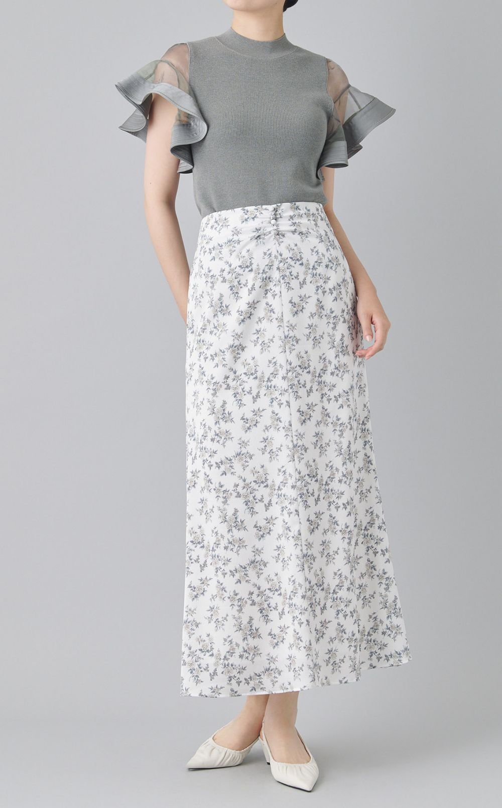 フラワープリントナロースカート