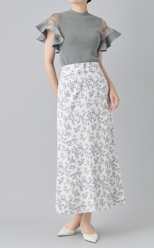 フラワープリントナロースカート