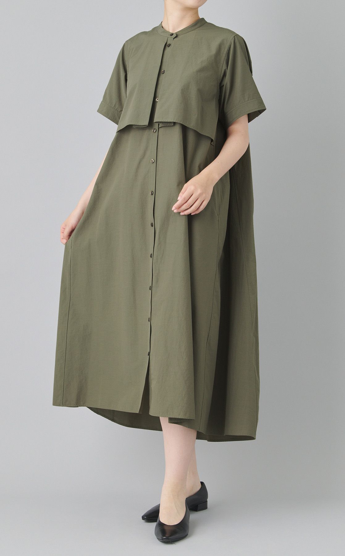 lelill バックタックフラップワンピース lelill｜バックタックフラップワンピース